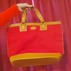 Stylish Red and Tan Tote Bag